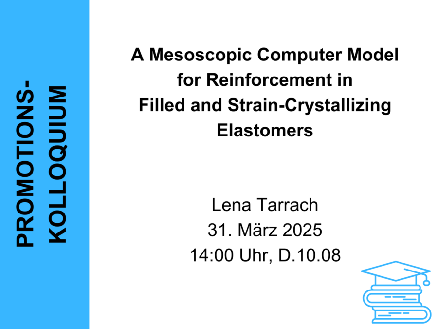Gezeigt wird eine Abbildung mit einem Informationstext zum Promotionskolloquium von Lena Tarrach.